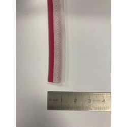 Passe-poil mèche coton 2 mm rose et blanc 10 mm