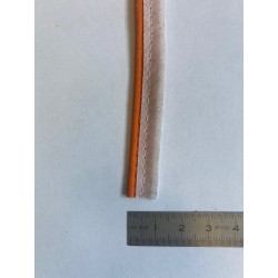 Passe-poil mèche coton 2 mm orange et blanc 10 mm