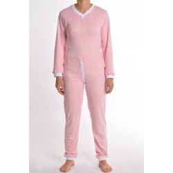 Grenouillère adulte rose en jersey extensible
