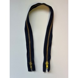 Fermeture à glissière métal double curseur bouche à bouche maille 6 Marine 58 cm