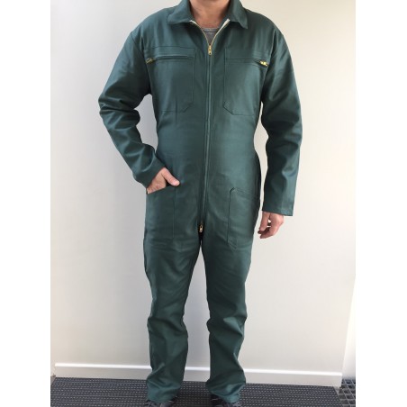 Combinaison de travail verte en majoritaire polyester zip central